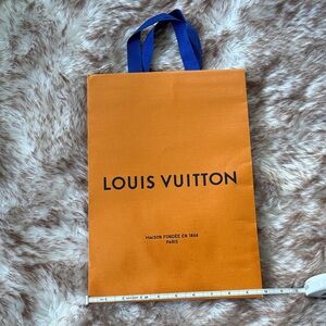 Louis Vuitton Bold Orange Shopping Bag with Blue Handles